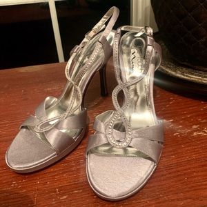 Touch of Nina Ankle Strap Heel Silver Sandal 8.5